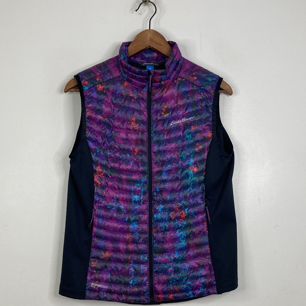 Eddie Bauer 800 Stormdown Vest Womens Medium Purple Black First Ascent Puffer